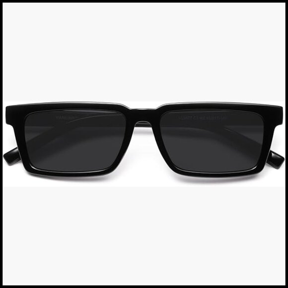 Retro Rectangular Polarized Sunglasses Plastic Frame Grey Lenses main image 3